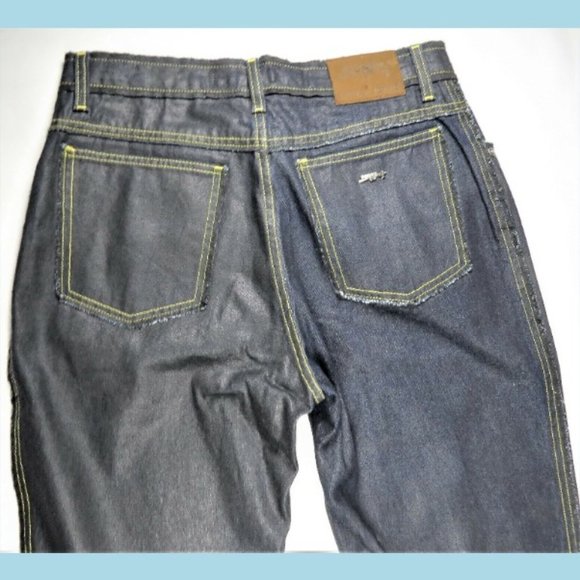 Krizia Jeans 30/32 Dark Blue Coated Denim Straight - Picture 7 of 8